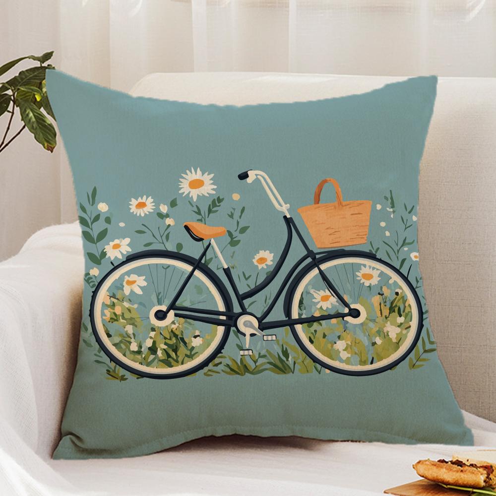 Country Flower Bicycle Cushion Cover Premium Comfort Reversible Pillow Cover - Dual - Use Design for Home & Car