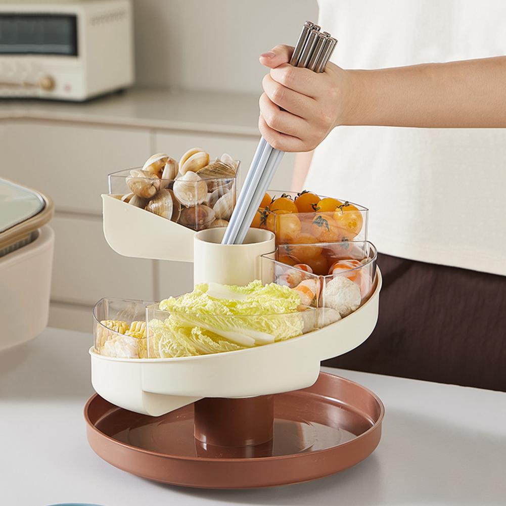 Divided Serving Bowls Multi-purpose Tray Snack Organizer Meal Prep Fruits Nuts Candies Rotating Snack Holder Food Organizer