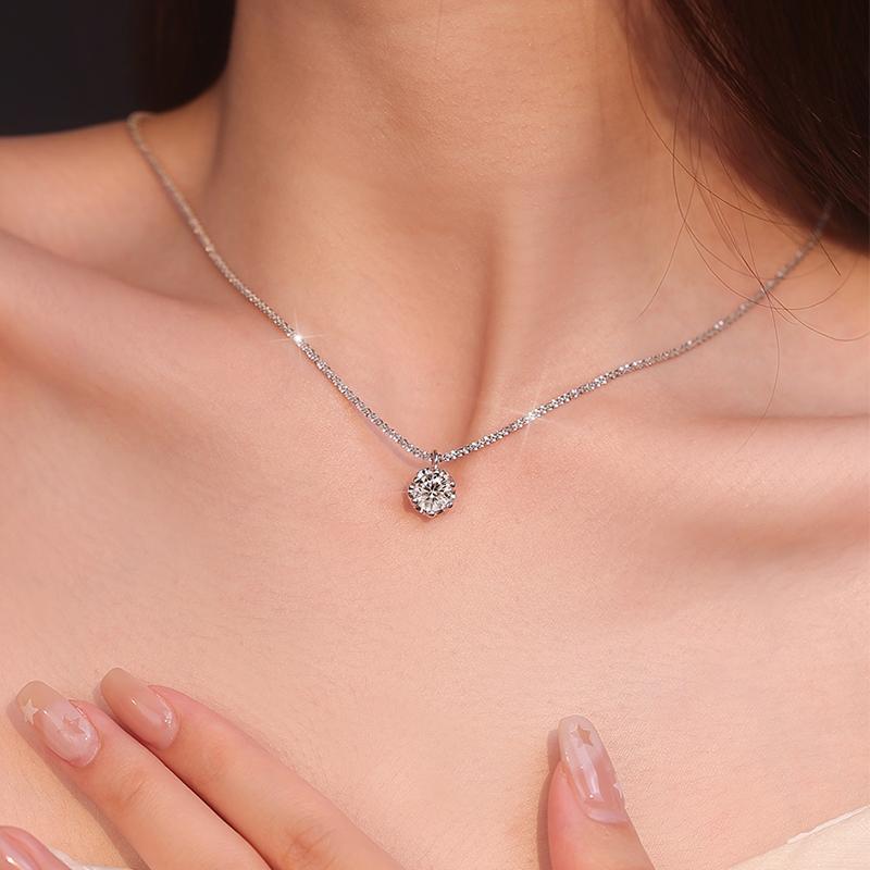 Echte Moissanite Diamant 6-klauw Hanger Ketting 925 Zilver Sprankelende Bloemkool Ketting voor Vrouwen Bruiloft Fijne Sieraden