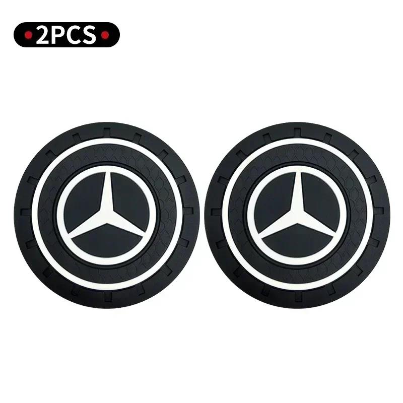 Q1983-1/2Pcs Car Auto Water Cup Slot Non-Slip Mat Water Cup Bottle Holder Mat For Mercedes Benz A B R G Class GLK GLA W204 W251 W463