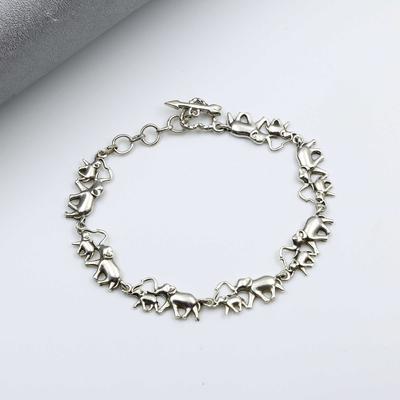 Solid 925 Sterling Silver Bracelet, Anniversary Gift, Handmade Jewelry, Baby Elephant, Unique Bracelet, Charm Jewelry