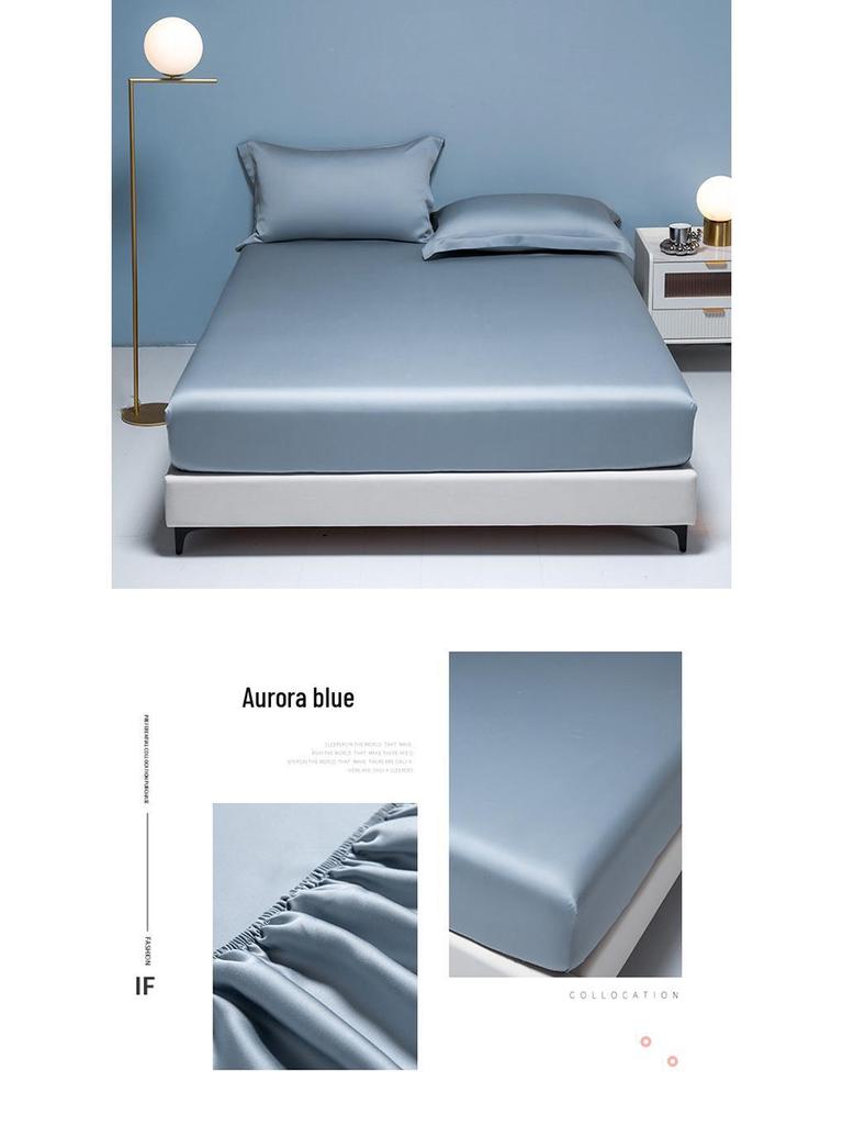 Four Seasons Tencel Fitted Sheet: Breathable, Cooling Nude Mattress Protector for Single/Double Beds.