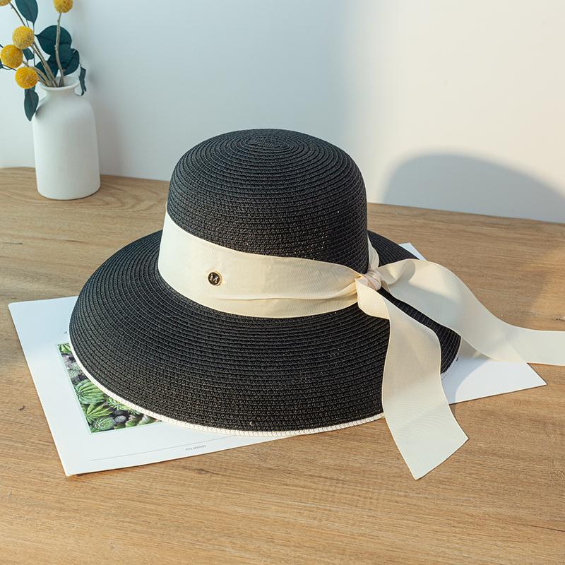 

summer women s Hepburn hats sun protection hat sun hats summer straw hat sun visor Beach sun protection Bucket hats for women 56-58cmAdjustable чорний