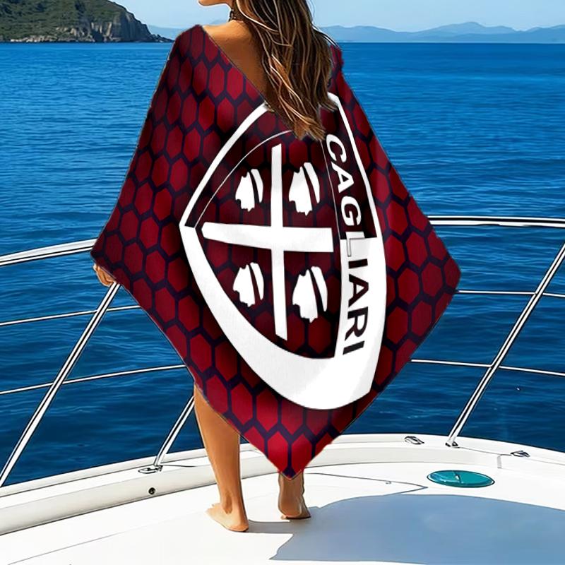 Football Cagliari Design Beach Towel - Soft, Absorbent Microfiber, Lightweight, Ideal for The Beach, Parties, Travel, Camping fan gifts