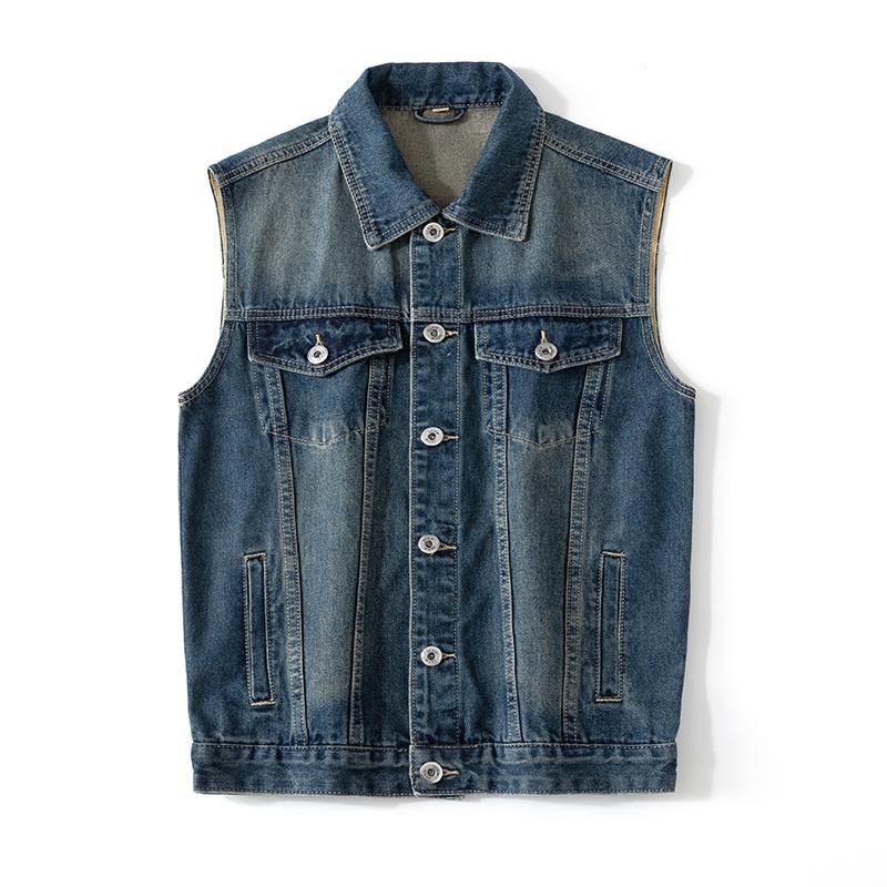Nueva Chaqueta de Mezclilla para Trabajo Hombre Primavera y Otoño Retro Americano Holgada Chaleco Chaqueta de Mezclilla de Primavera