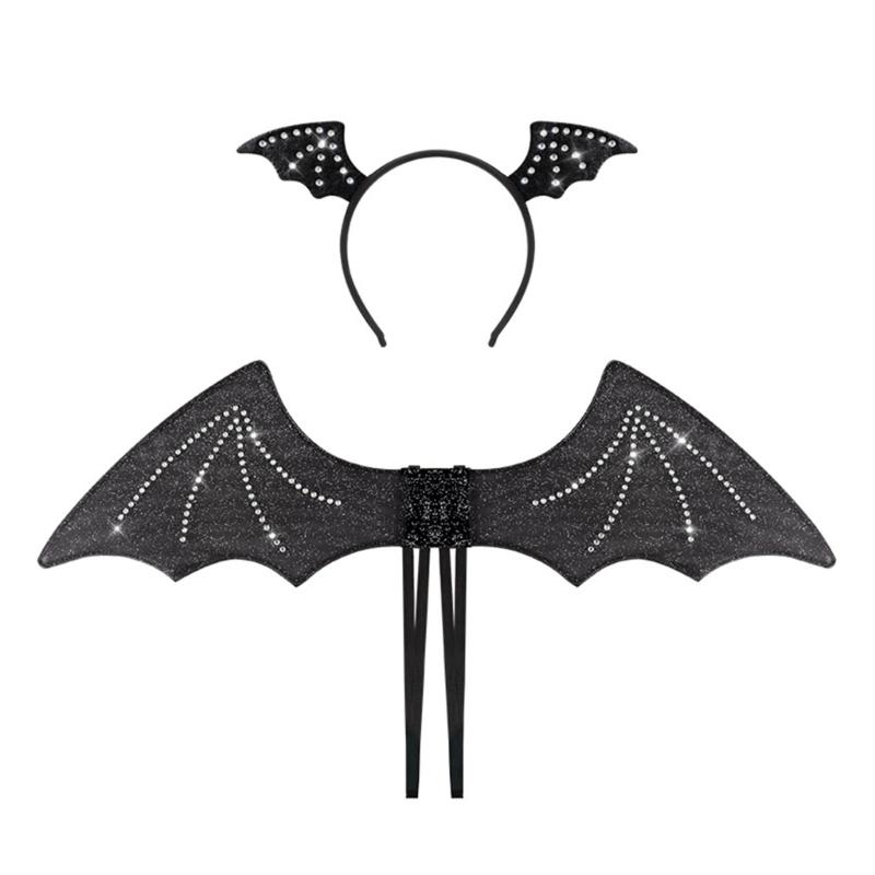 

Bats Ears Headband Black Wing Black Wing Halloween Costume Wing Vampires Costume Wing for Party 1