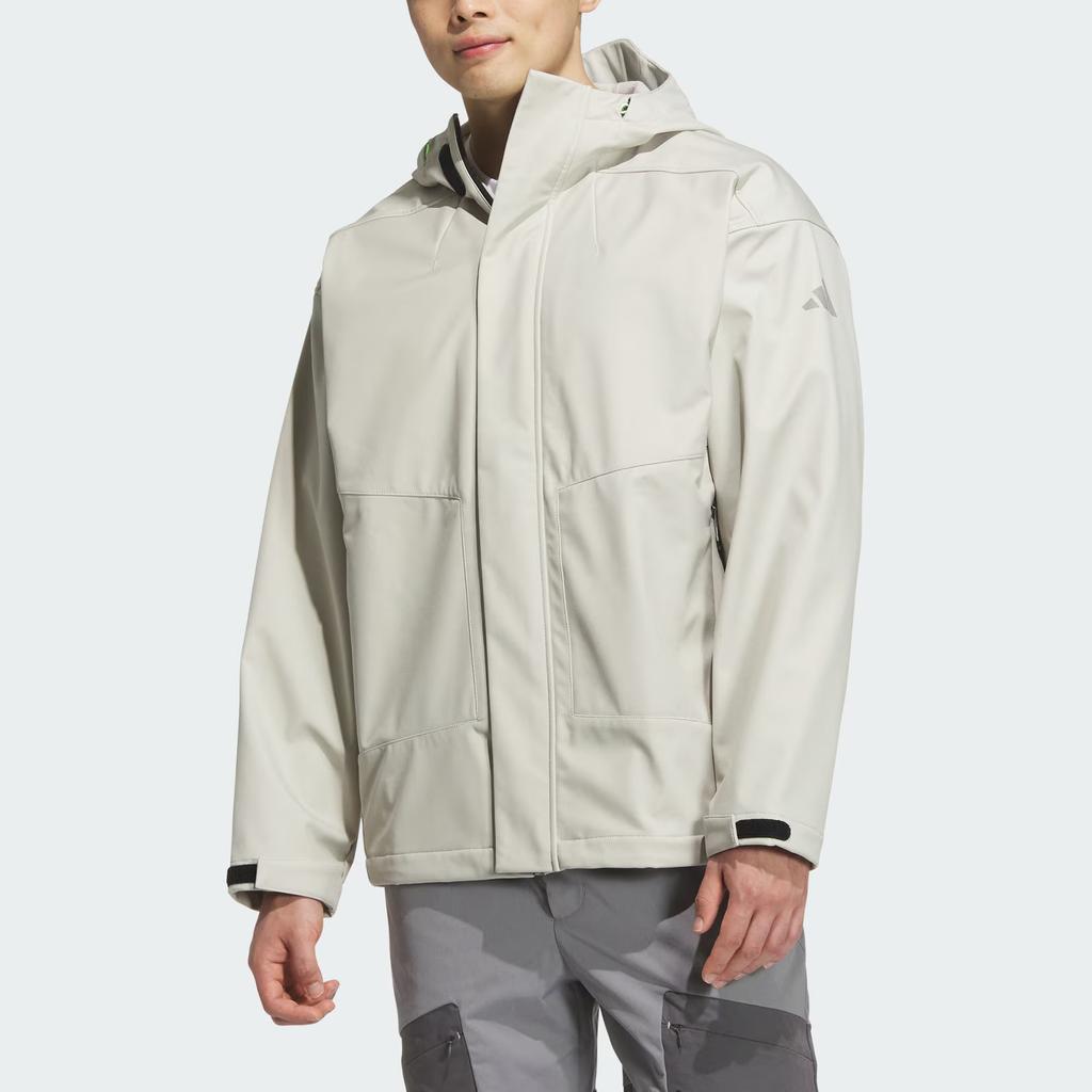 adidas FW24 M Tran Jacket 2 Water Resistant Casual Loose Fit Hooded Jacket Men Jacket Light-Sesame Earth-Grey JM9156