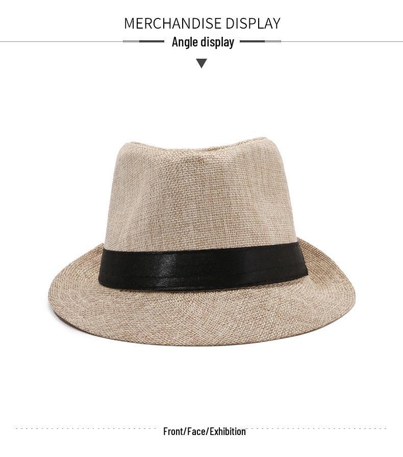 Men's Cotton Linen Fedora: Breathable Sun Protection Hat for Outdoor Activities