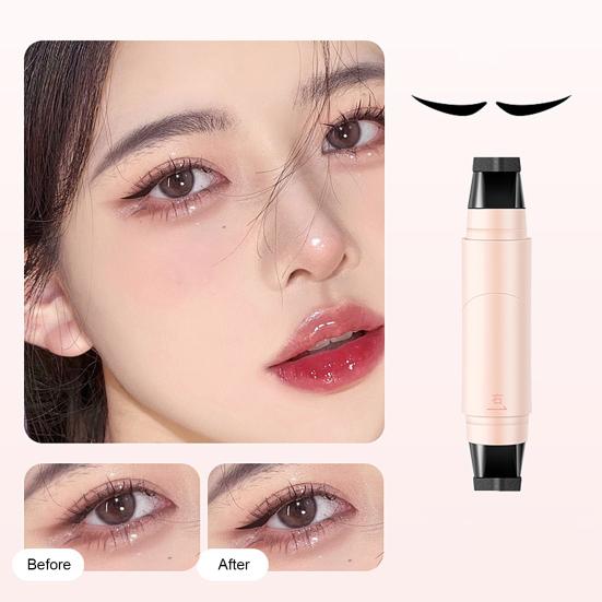 2Pcs Double Head Precision Eyeliner Stamp Long-Lasting Waterproof Smudge-proof Liquid Eyeliner Pen Easy Cats Eye Stencil Makeup Tool