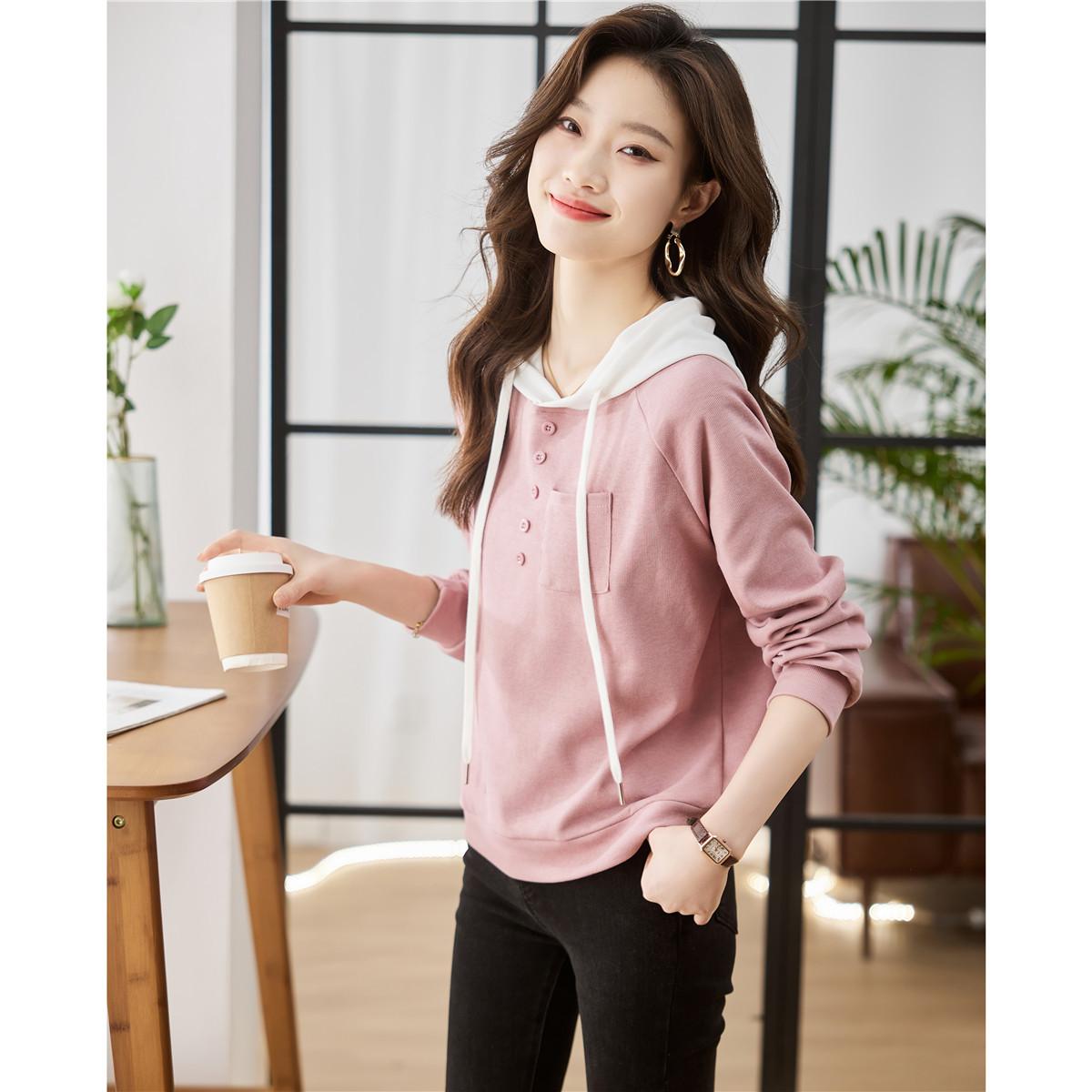 

Темпераментная универсальная толстовка с капюшоном, Зимняя спортивная повседневная свободная приталенная толстовка пуловер с длинным рукавом 2XL розовый