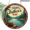 2D Flat, 1pc Vintage "Happy Father's Day" Metal Aluminum Sign - Rustic Fishing Lake & Pine Forest Wall Decor with Happy Fisherman, Durable Aluminum