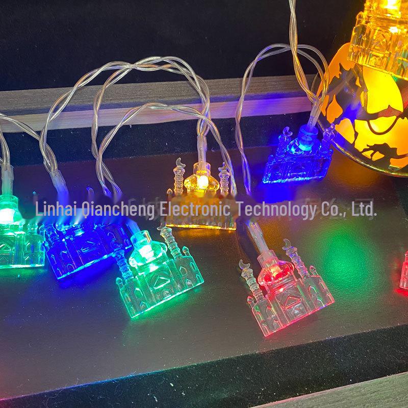 Eid al-Adha LED Moon Castle Lantern String: Middle Eastern Palace Lighting Decor
