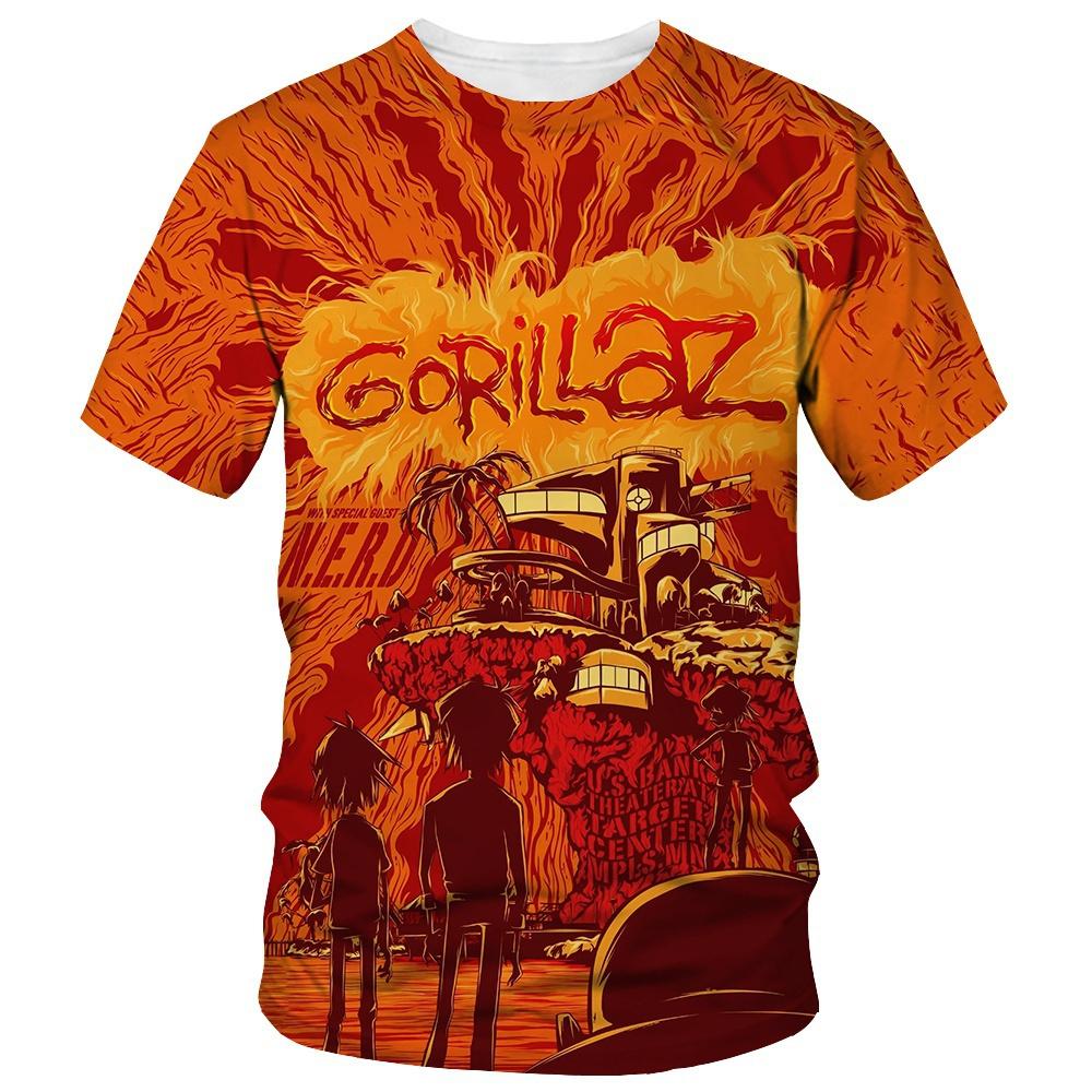 Ny Tegneserie Gorillaz 3D-trykt T-skjorte Herre Dame Casual Hip-hop Kortermet Harajuku Stil Gate T-skjorte