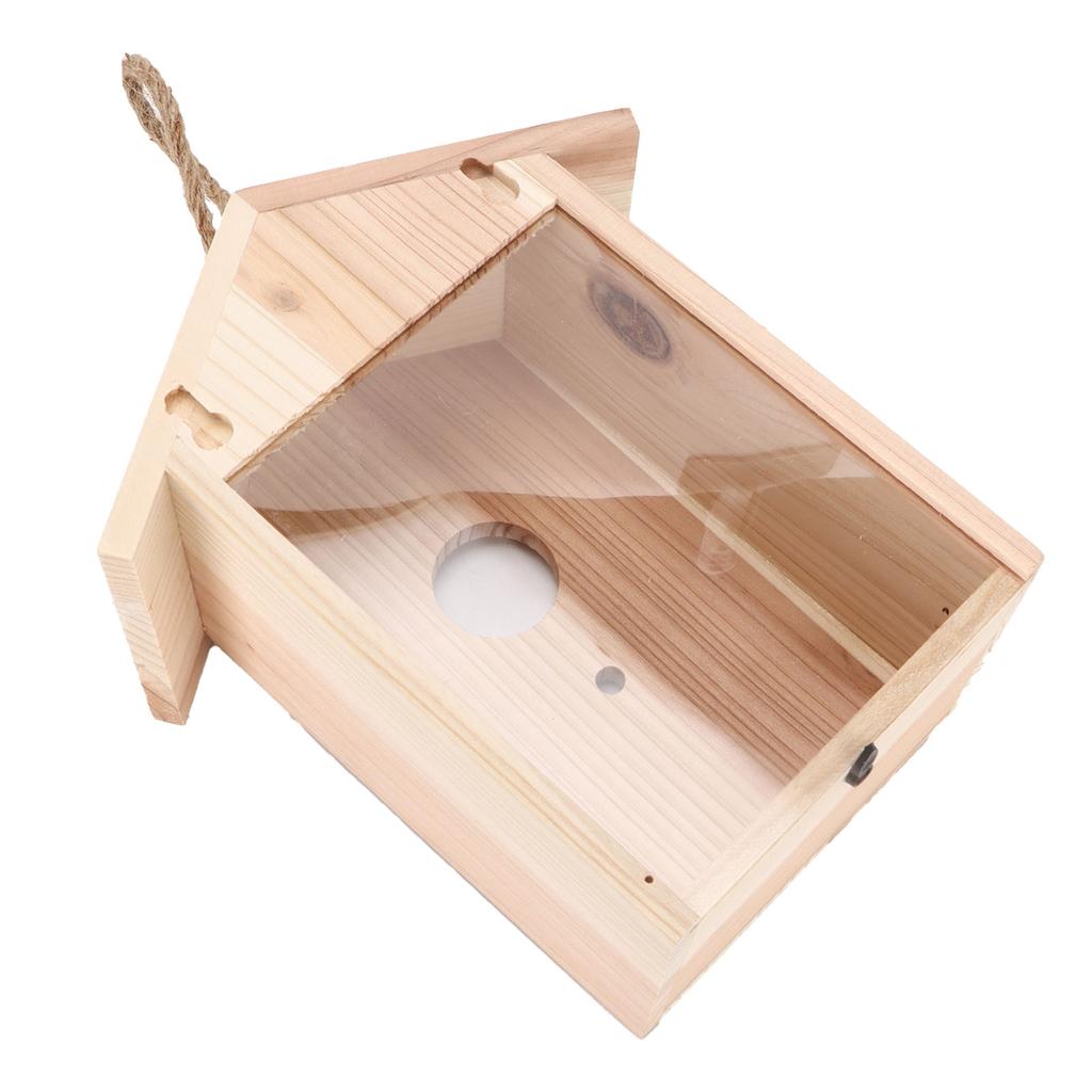 Wooden Window Bird House with Strong Suction Cup Outdoor Bird House for Garden Yard Decoration