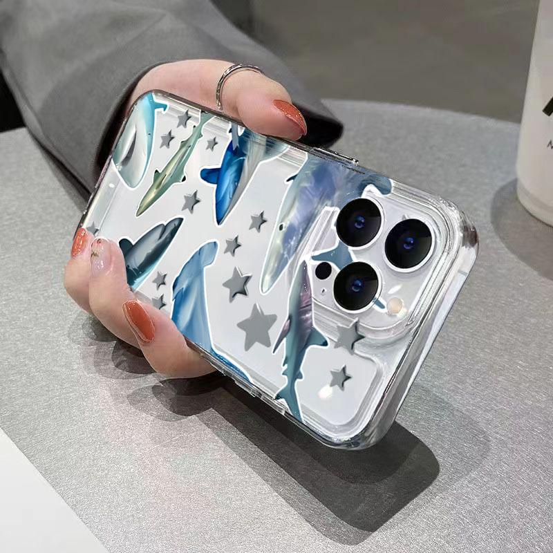 Marine Shark Label Clear Phone Case For iPhone 17 16 Cases iPhone 15 Pro Max 14 Plus 13 12 11 XS X 7 8 16E Shockproof Soft Cover