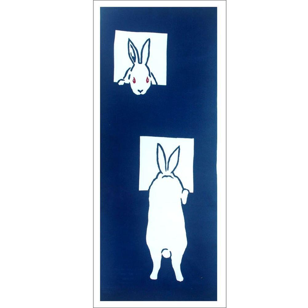 Todaya Shoten Pear-dyed Tenugui Hand Towel, Peephole, 410, Navy Blue and White, Approx. 37 x 90cm