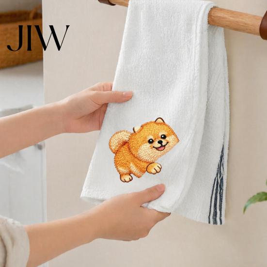 German Shepherd Beagle Dachshund Towels Cute Puppy Tea Towel, Embroidered Corgi Kitchen Dish Absorbent Dog Quick Dry Hand Towel for Lovers Bathroom