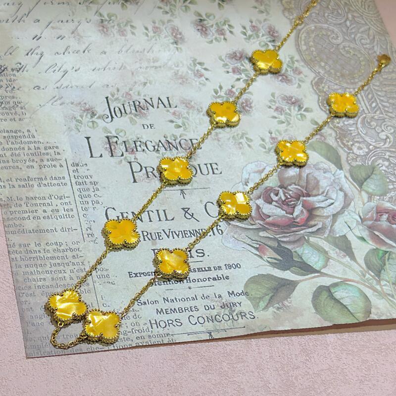 15MM High Version Ten Flower Four-leaf Clover Necklace 18k Double-sided Mother-of-pearl Four-leaf Clover Sweater Chain