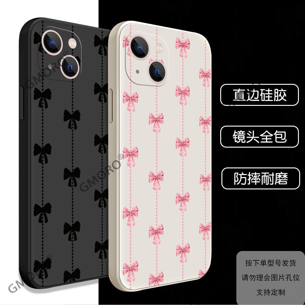 Full Screen Bow Design Sense Apple 15 Mobile Phone Case for Girls Iphone16promax Silicone Protective Case