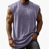 Men Washed Sleeveless Tank Top Crew Neck Multi Color Casual Gym Vest