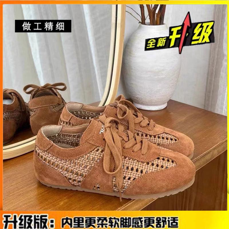 Mesh Breathable Retro Inner Height Increase Women's New Summer Versatile Leather Women's Shoes Sports and Leisure Shoes