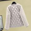 Womens Quilted Baseball Jacket Long Sleeve Thickened Cotton Padded Outerwear Zip Front Lightweight Warm Casual Coat