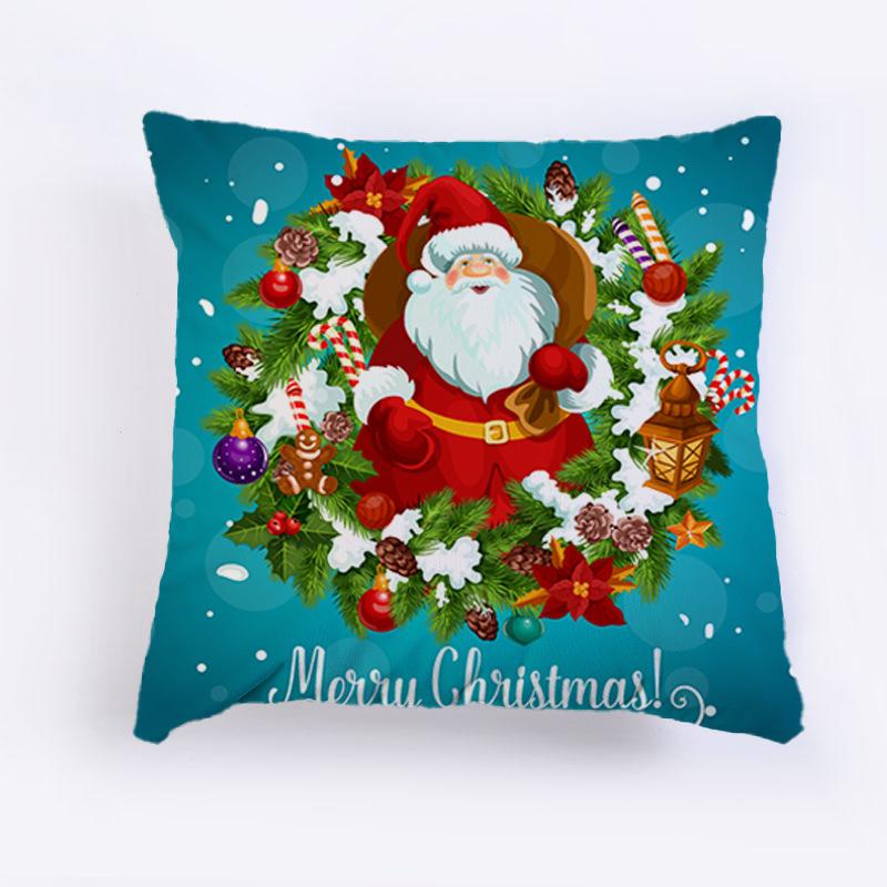 Christmas Throw Pillow Cover Festive Santa Claus Pillow Cover Sofa Cushion Cover