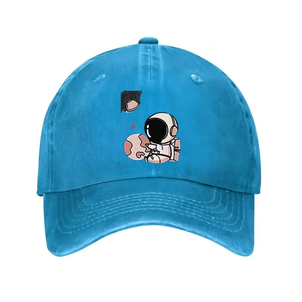 Astronaut Planet Print Baseball Cap Adjustable Casual Polyester Breathable Sports Hat Adult Cap