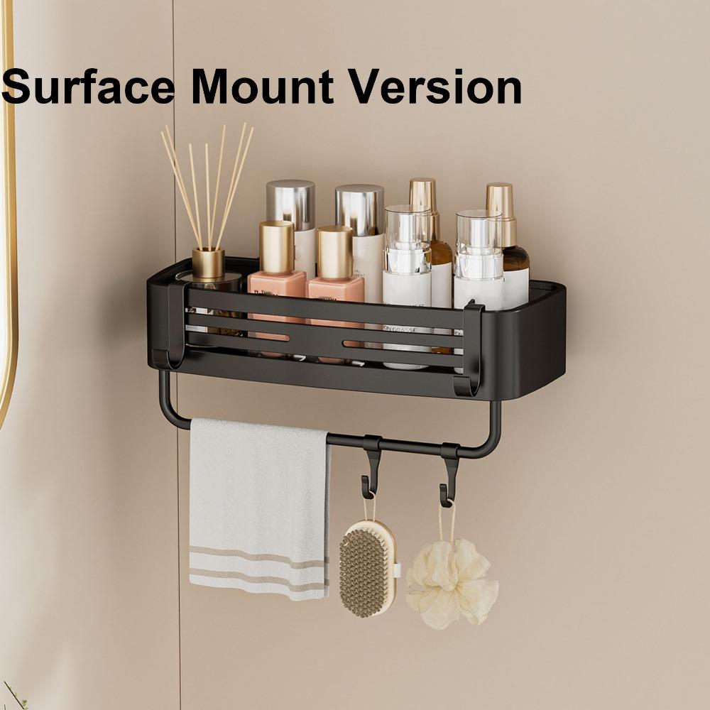 Suction Cup Shower Shelf Towel Bar Bathroom Storage Space Saving Corner Rack  Home Decor