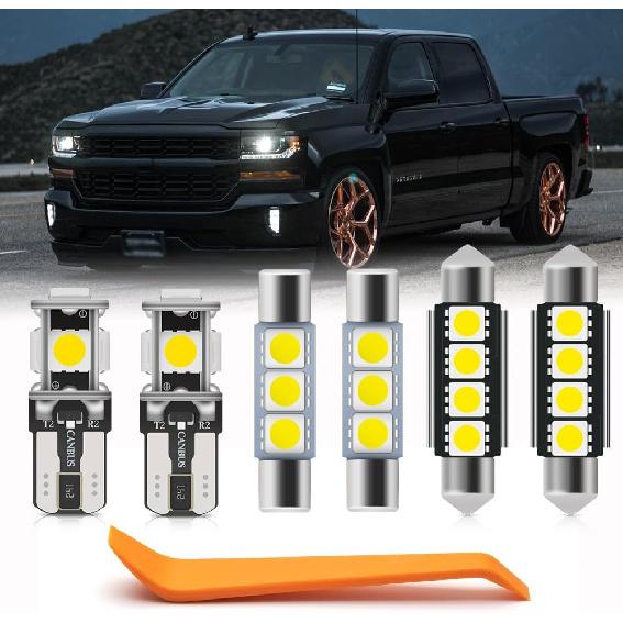 

12pcs White LED Interior Light Bulbs Kit for Chevy Silverado/GMC Sierra 1999 2000 2001 2002 2003 2004 2005 2006 Super Bright 6000K LED White Interior White Silverado 2013-2019