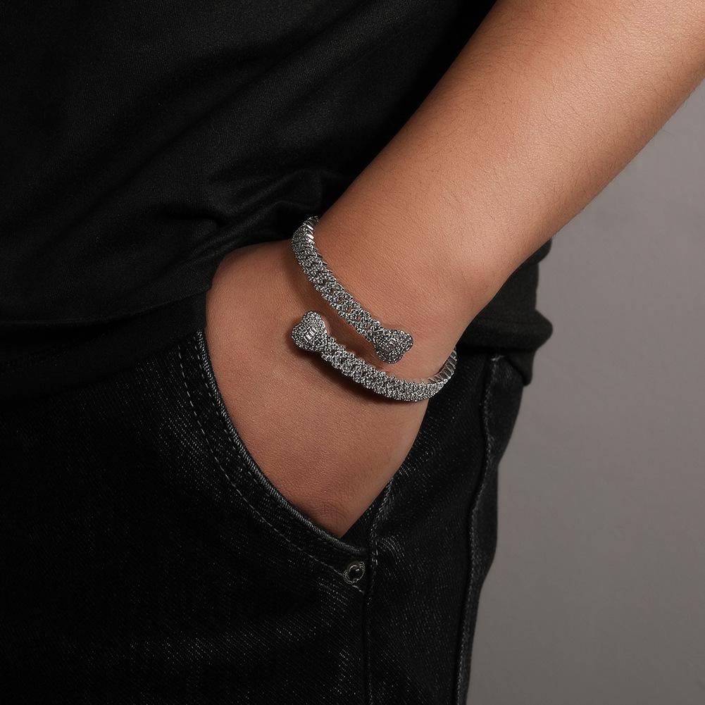 Europejska i amerykańska nowa bransoletka hip-hopowa osobowość w stylu inkrustowana cyrkonią kubańska bransoletka miłosna