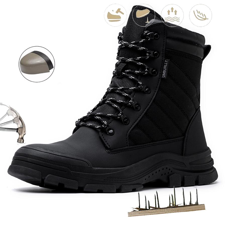 

Men Work Safety Boots Outdoor Military Boots Anti-smash Anti-puncture Industrial Shoes Men Zipper Boots Indestructible Boots 41