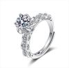 925 Sterling Silver True Love Fountain Style Simulated Moissanite Princess Cut Ring for Women Engagement Wedding Proposal Ring
