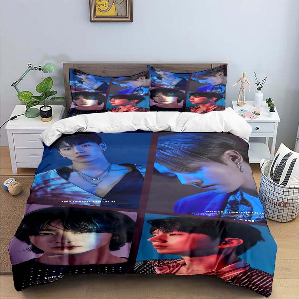 Comforter Fashion K-Pop Singer M-Monstas X Bedding Sets Exquisite Bed Supplies Set Bed Comforter Set Bedding Set Kids Gift