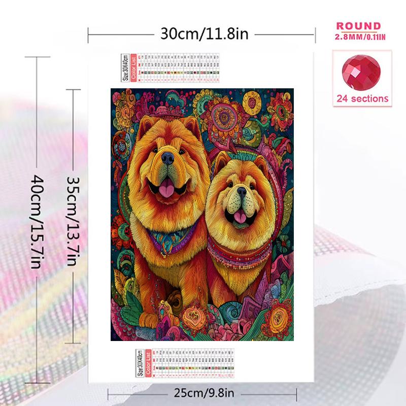 Chow Chow Pattern 3pcs 100% Round Full Drill 5D DIY Diamond Painting Embroidery Cross Stitch Rhinestone Décor