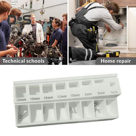 M3 Bolt Sorter Tray with 7 Measuring Slots Precision M3 Screw Bolt Length Sorting Box Heavy Duty Small Parts Screws Hardware Organizer