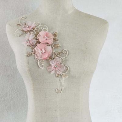 Computer Embroidery Embroidery Mesh Lace Decal Three-Dimensional Rhinestone Lace Collar Hollow Diy Dress Accessories