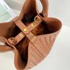 New woven bucket bag leather women's fashion portable messenger bag child and mother bag niche design portable