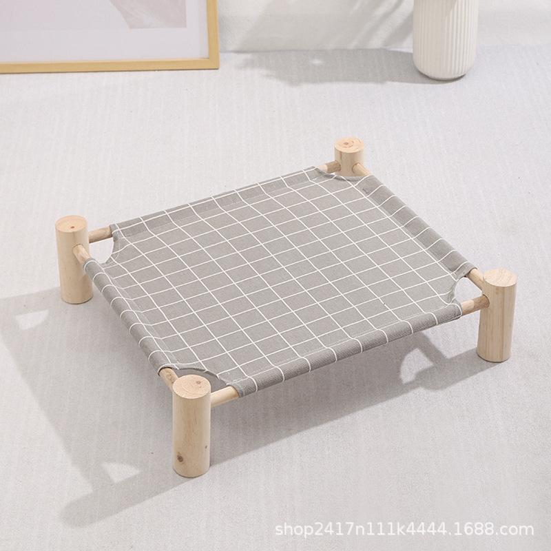 Elevated Pet Bed for Cats Dogs Detachable Nylon Canvas with Pine Wood Frame Breathable Raised Kitty Puppy Nest Portable Pet Bed