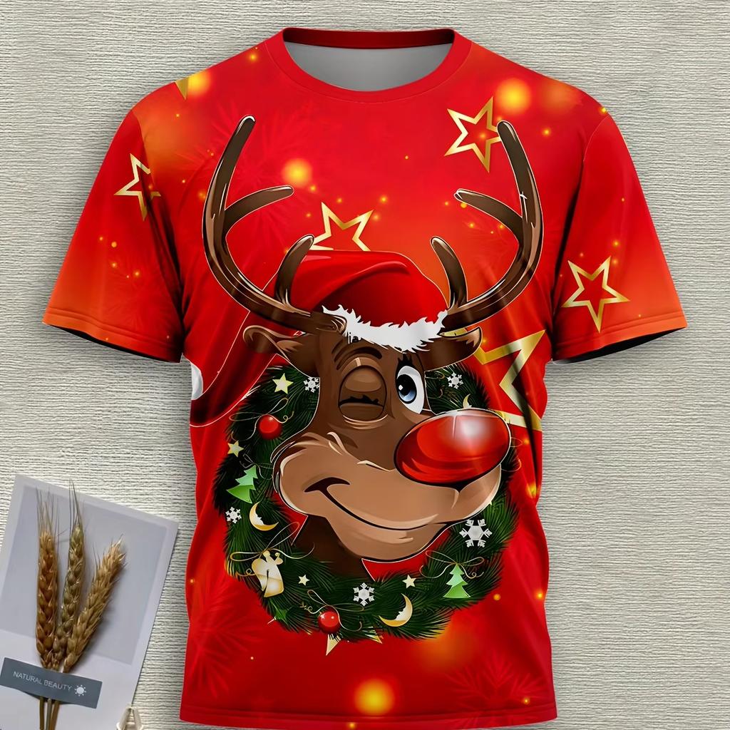Funny 3D Merry Christmas Print Kids Clothes Casual Short Sleeve T Shirts for Boys Girls 2-14Y Xmas Gift for Children Top