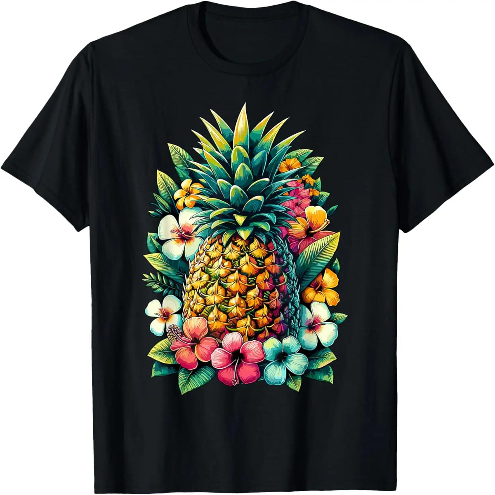 Pineapple Flowers Aloha Hawaii Pineapple T-Shirt S