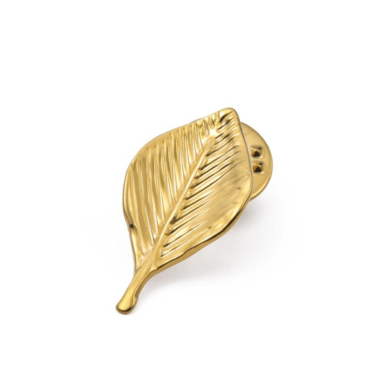Womens Jewelry Four Petal Flower Brooch French Style Stainless Steel Gold Color Trendy Pin for Wedding Office Gift
