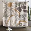Mid Century Abstract Boho Shower Curtain Green Leaf Plant Modern Arch Sun Minimalist Nordic Waterproof Bathroom Bath Curtain