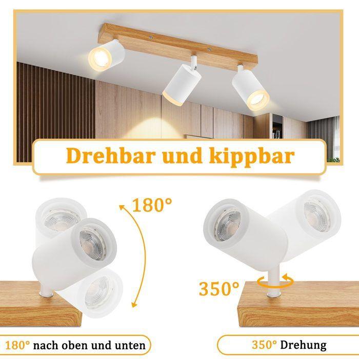 Spot de plafond - NETTLIFE - GU10 - 3 ampoules - Rotatif 350° - Blanc métal