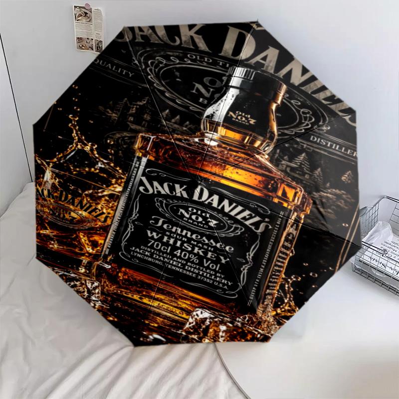 Parapluie Automatique Jack Daniel's Tennessee Whiskey - Parapluie Portable Adapté au Voyage en Plein Air Cadeau d'Anniversaire Indispensable Quotidien