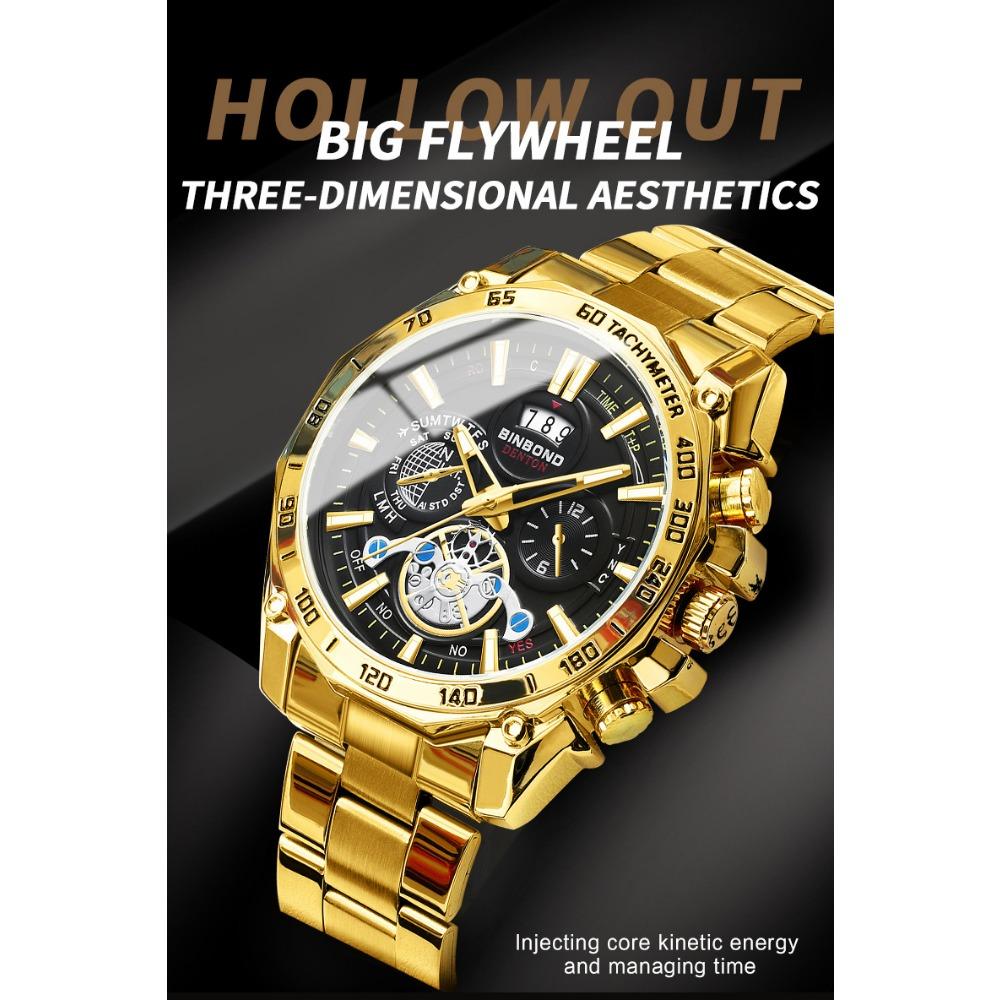 BINBOND High End Brand Men's Watch Original Stainless Steel Luminous Waterproof Watch Luxury Business Date Quartz Men Watches