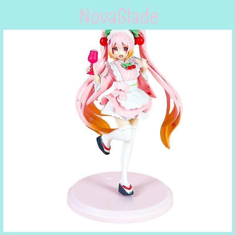 Hatsune Miku Figurka Pvc Anime Model Kolekcjonerski Z Kostiumem Pokojówki Dla Fanów Anime Prezent