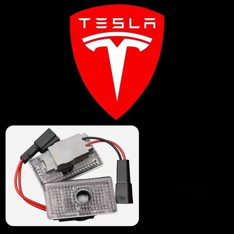 2PCS LED Car Welcome Door Lights Badge Accessories For Tesla SpaceX Model 3 Highland 2023 Model X Model Y Model S Model Y-Eur 2Pcs&Model Y