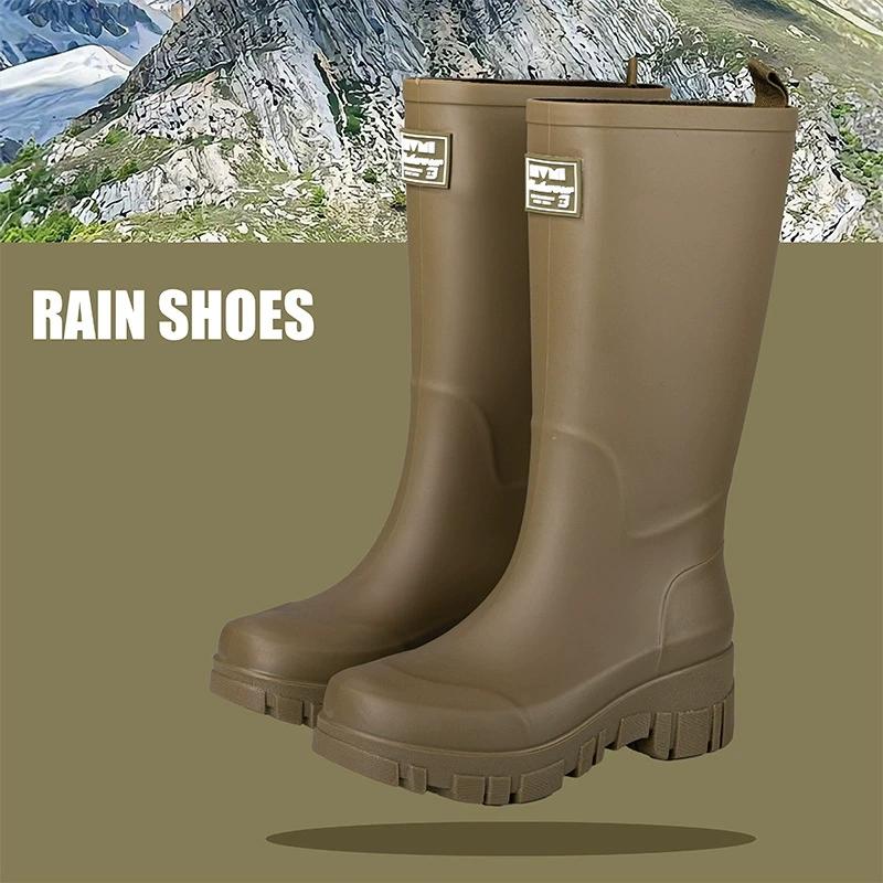 Women's Thick-Soled Waterproof Mid-High Rain Boots - Non-Slip Wear-Resistant Korean Style for Camping & Car Wash Outdoor Rain Boots