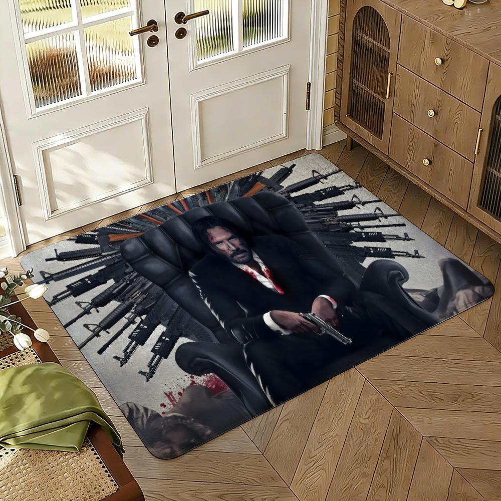 John Wick Floor Mat Soft Thickened Absorbent Non-Slip Bedroom Living Room Door Mat Home Decor Flannel Rugs